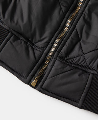 Reversible Diamond Quilted Stand-Collar Jacket - Black