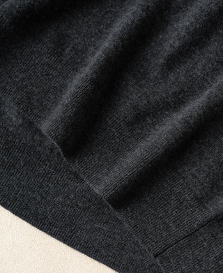 Heather gray merino wool sweater ribbed cuff and knit texture detail