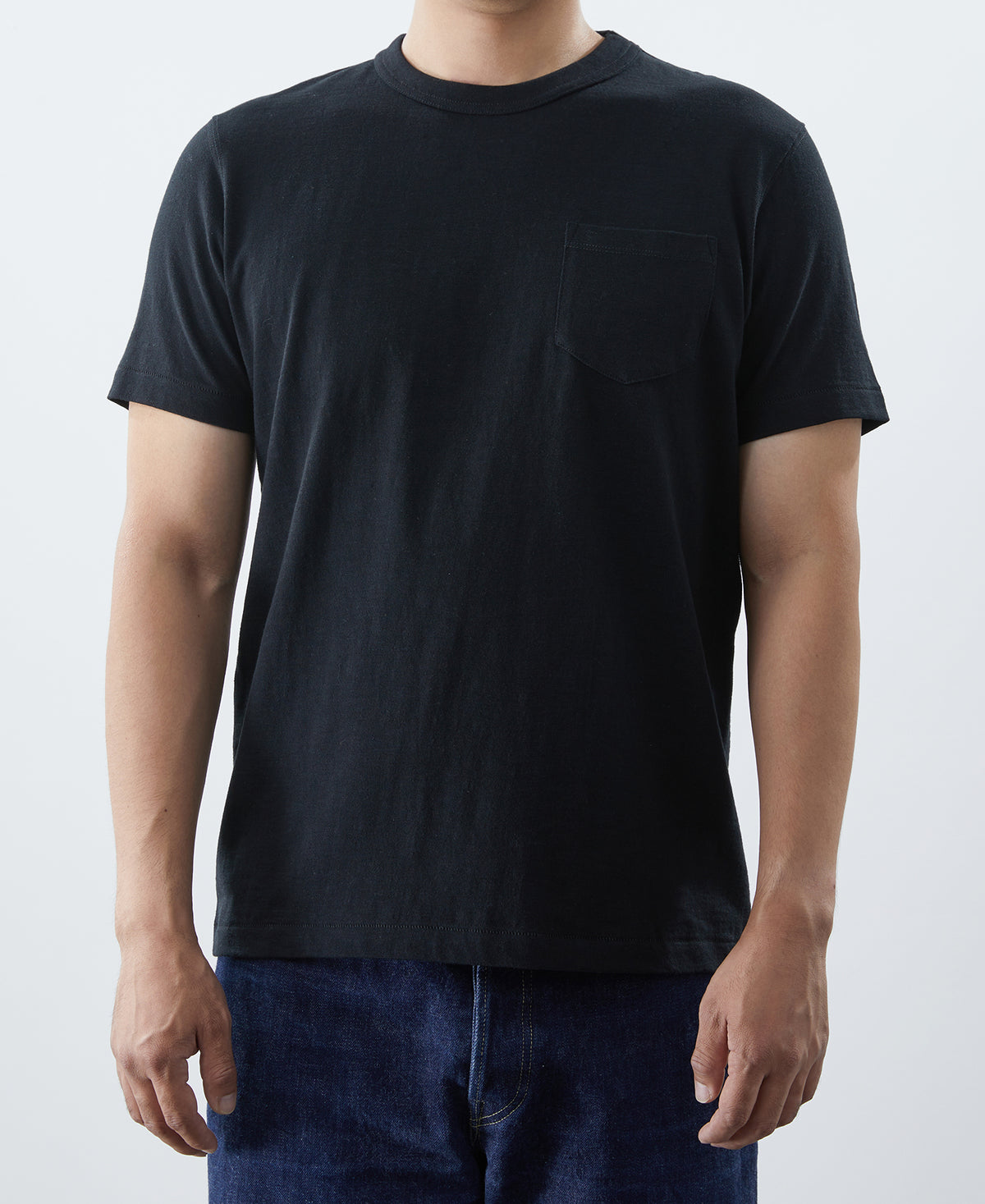7.4 oz Slub Cotton Loopwheel Tubular Pocket T-Shirt - Black