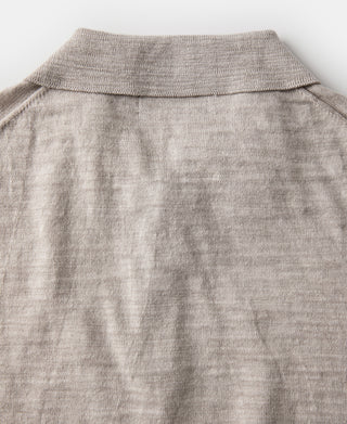 Lightweight Slub Cotton Knit Polo - Oatmeal