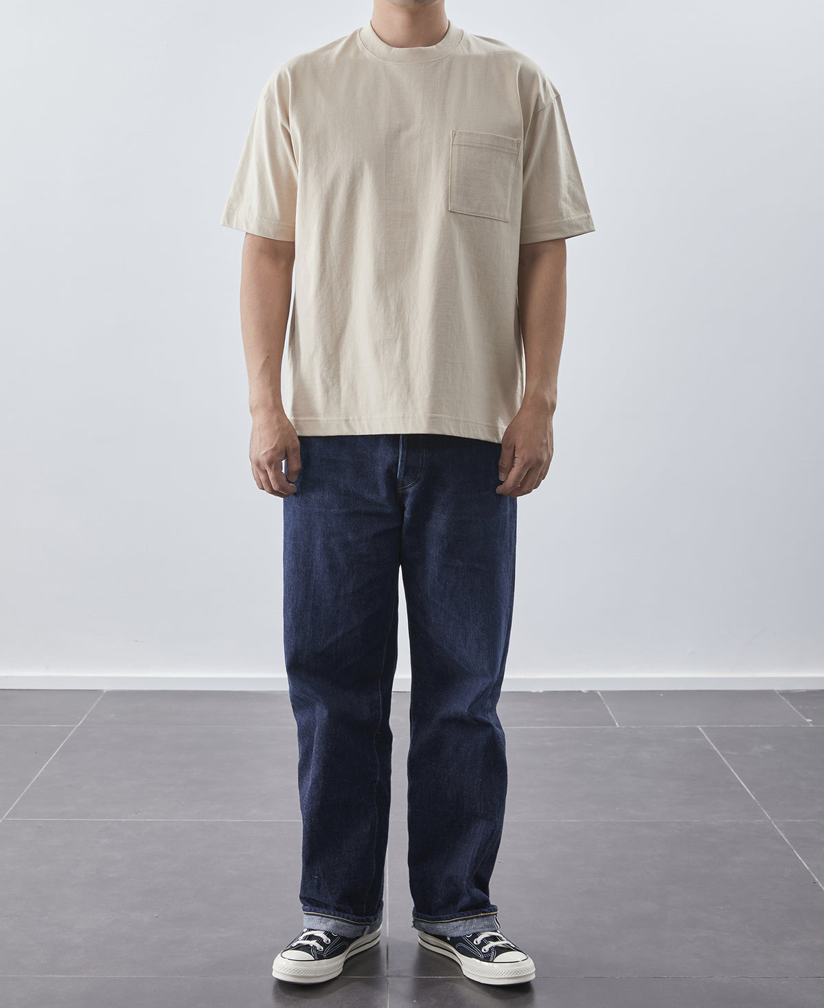 9.3 oz Cotton Oversize Tubular Pocket T-Shirt - Apricot