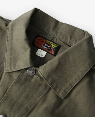 Overall aus Baumwolle mit Fischgrätenmuster und Logo-Print – Olivgrün