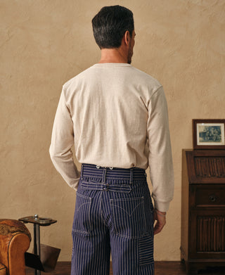 1930s 10.5 oz Cotton Loopwheel Tubular Henley Shirt - Oatmeal