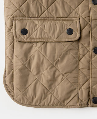 Corduroy Trimmed Diamond Quilted Field Vest – Khaki