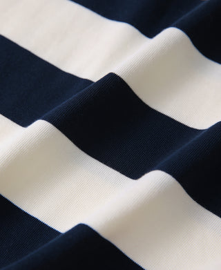Breites gestreiftes T-Shirt aus schwerer Baumwolle – Blau/Aprikose