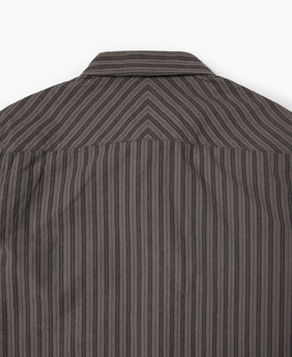 1930s 6 oz Yarn-Dyed Dobby Taupe Brown Striped Work Shirt