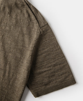 Lightweight Slub Cotton Knit Polo - Olive