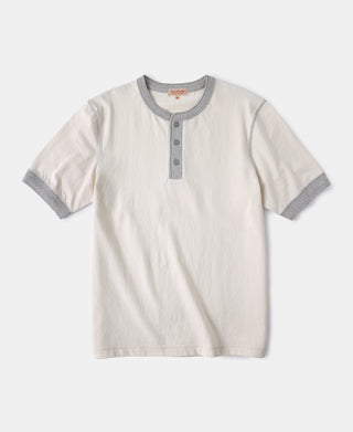 9.3 oz Cotton Tubular Henley T-Shirt - Gray/Apricot