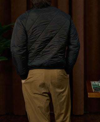 Reversible Diamond Quilted Stand-Collar Jacket - Black