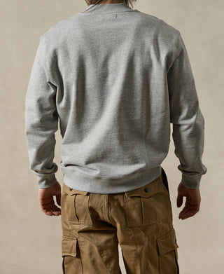 Vintage Baseball Collar Quarter-Zip Sweatshirt - Gray