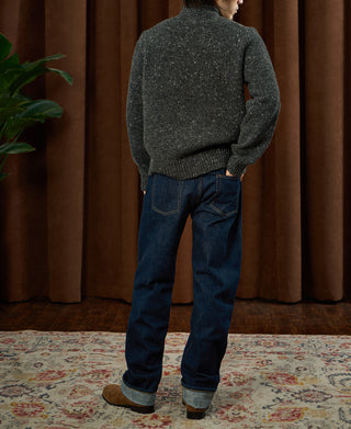 Roll Neck Pure Wool Fisherman Sweater - Dark Gray