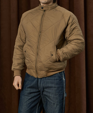 Reversible Diamond Quilted Stand-Collar Jacket - Khaki