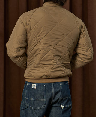 Reversible Diamond Quilted Stand-Collar Jacket - Khaki