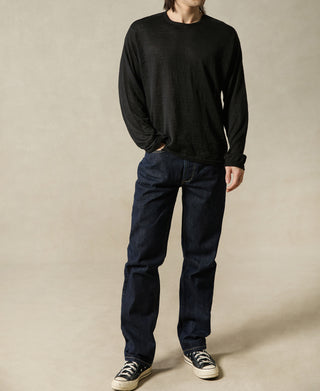 Hemp Knit Long Sleeve T-Shirt - Black