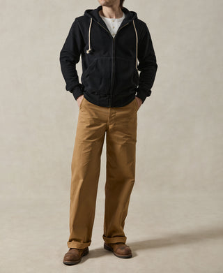 헤비웨이트 테리 지퍼업 후드 티셔츠 - 블랙 