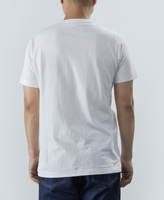 7,4 oz Slub Cotton Loopwheel T-Shirt mit Schlauchtasche – Weiß