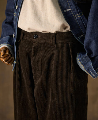 1960s Double Pleated Corduroy Trousers - Brown