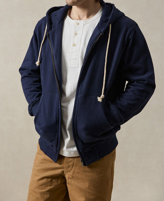 Heavyweight Terry Zip-Up Hoodie - Dark Blue