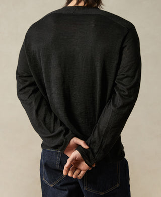 Hemp Knit Long Sleeve T-Shirt - Black