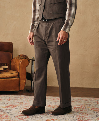 1930s Herringbone Double Pleated Trousers