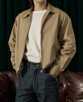 1950s Zip Up Campus Sport Jacket - Khaki