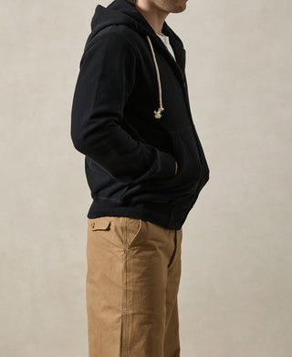 헤비웨이트 테리 지퍼업 후드 티셔츠 - 블랙 