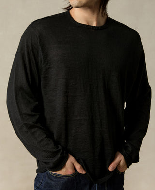Hemp Knit Long Sleeve T-Shirt - Black