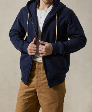Heavyweight Terry Zip-Up Hoodie - Dark Blue