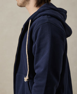 Heavyweight Terry Zip-Up Hoodie - Dark Blue