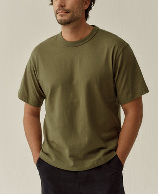 1990s Heavyweight Cotton Jersey Boxy T-Shirt - Olive