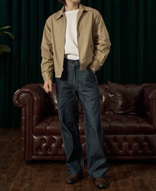 1950s Zip Up Campus Sport Jacket - Khaki