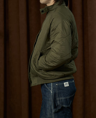 양면 다이아몬드 퀼팅 스탠드 칼라 재킷 - 올리브 