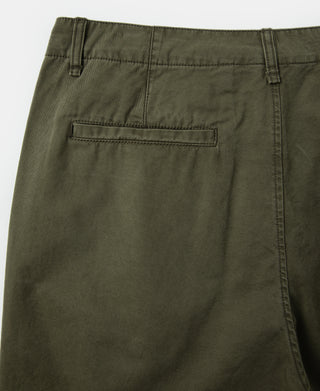 back pocket detail of 1930s Washed Officer Chino Shorts in Olive