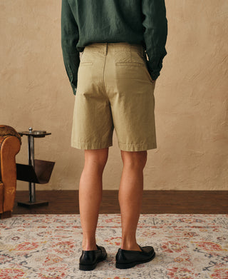 back view of 1930s Washed Officer Chino Shorts in Khaki