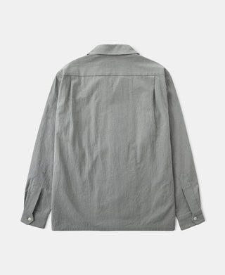 Back View of Lot 220A Cotton-Linen Blend Houndstooth Long Sleeve Shirt