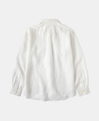 back view of White Lot 225 Long Sleeve Linen Button-Down Shirt