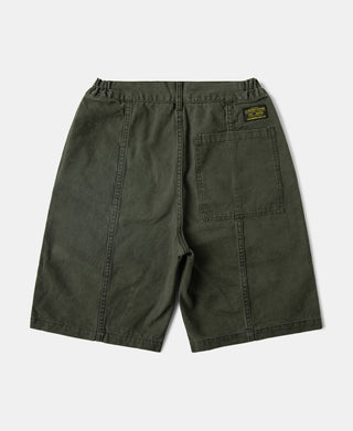 back view of M-42 Canvas Cargo Shorts - Dark Olive