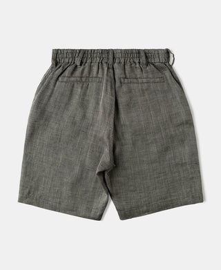 back view of Relaxed Ramie Herringbone Shorts