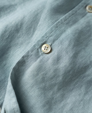 button detail of 1950s Italian Collar Linen Shirt