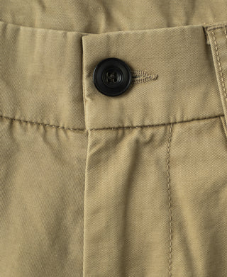 button detail of Vintage Washed Tapered 5-Pocket Pants in Khaki