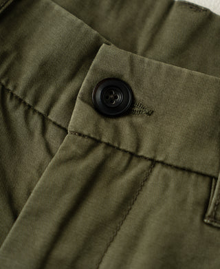 button detail of Vintage Washed Tapered 5-Pocket Pants in Olive