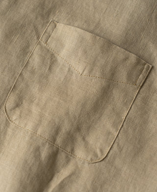 chest patch pocket of 1950s Italian Collar Linen Shirt