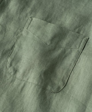 chest patch pocket of 1950s Italian Collar Linen Shirt