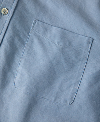 chest pocket of 1960s Classic Button Down Oxford Shirt in Blue