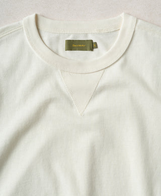 collar detail of White 1950s V-Gusset Cotton T-Shirt