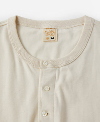 Collar Detail of 8.5 oz Organic Cotton Henley T-Shirt