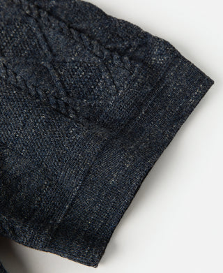 cuff detail of Jacquard Melange Yarn Polo Shirt in Navy