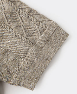 cuff detail of Jacquard Melange Yarn Polo Shirt in Oats
