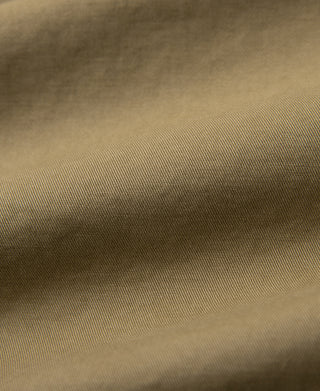 fabric detail of 1930s Washed Officer Chino Shorts in Khaki