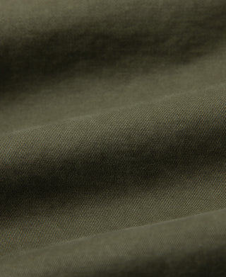 fabric detail of 1930s Washed Officer Chino Shorts in Olive
